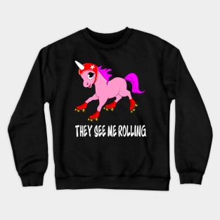 unicorn roller skate roller skating inliner gift Crewneck Sweatshirt